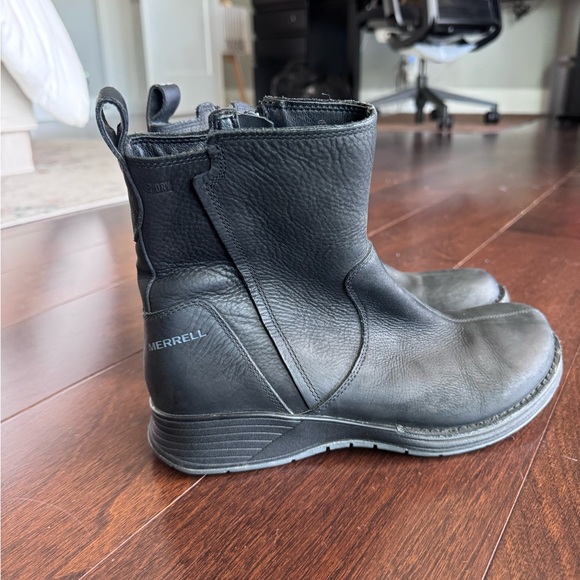 Merrell Travvy Black Leather Mid-Calf Waterproof Boots 9.5 - Picture 1 of 7